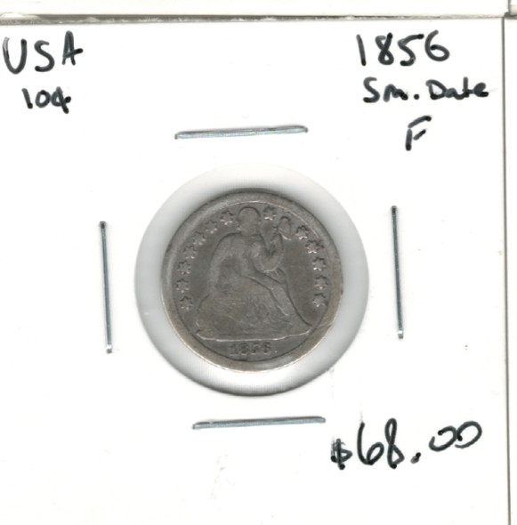 United States: 1856 10 Cent Small Date F12