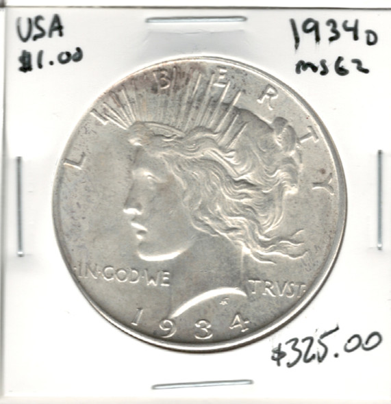 United States: 1934D Peace Dollar MS62 United States: 1934D Peace Dollar MS62