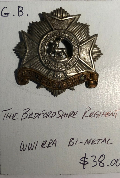 Great Britain: WWI Era Bedfordshire Regiment Cap Badge