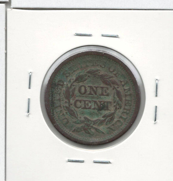 United States: 1854 1 Cent F12 Corrosion