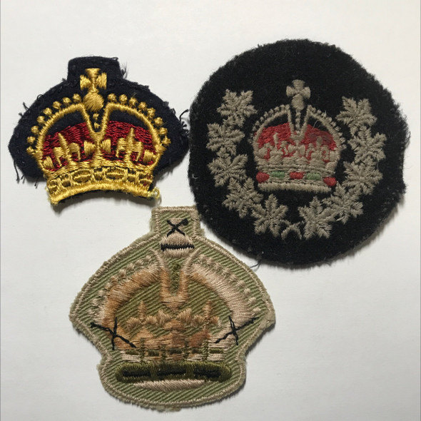 Canada/Great Britain: Lot of 3 King's Crown Military Patches