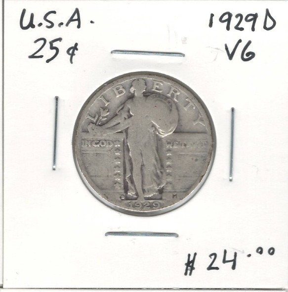 United States: 1929D 25 Cent VG
