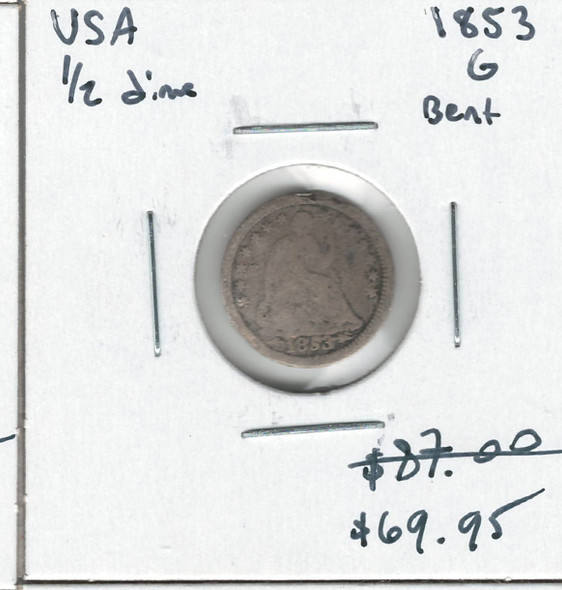 United States: 1853 1/2 Dime G4 Bent