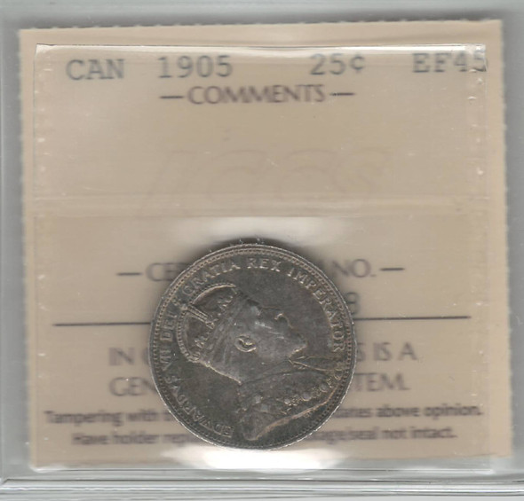 Canada: 1905 25 Cent ICCS EF45