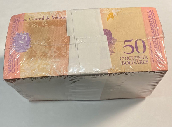 Venezuela: 2018 50 Bolivares Banknotes Brick (1000 pcs)