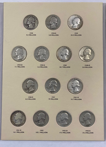 United States: 1934-1947 Collection of Washington Quarters In Book (40) pcs