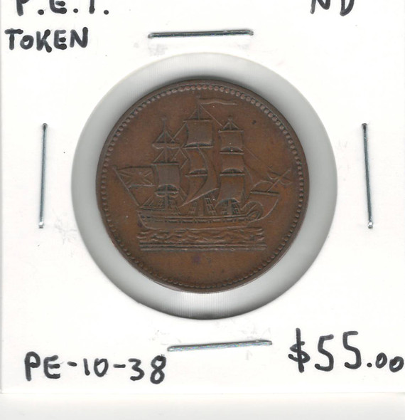 Prince Edward Island: ND Ships Colonies and Commerce Token PE-10-38 Prince Edward Island: ND Ships Colonies and Commerce Token PE-10-38