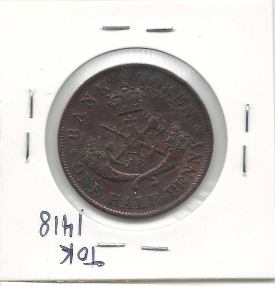 Bank of Upper Canada: 1854 1/2 Penny PC-5C1 Bank of Upper Canada: 1854 1/2 Penny PC-5C1
