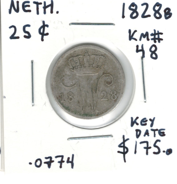 Netherlands: 1828B 25 Cent Key Date