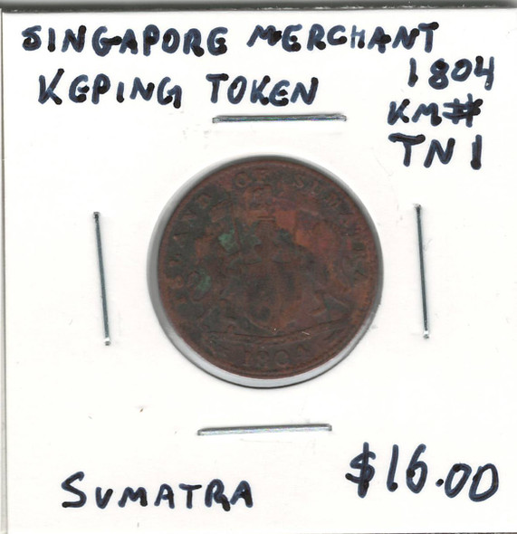 Singapore: 1804 Keping Merchant Token  Sumatra