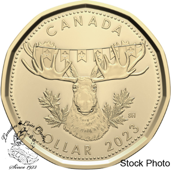 Canada: 2023 $1 Moose with Flag Banner Loonie Coin