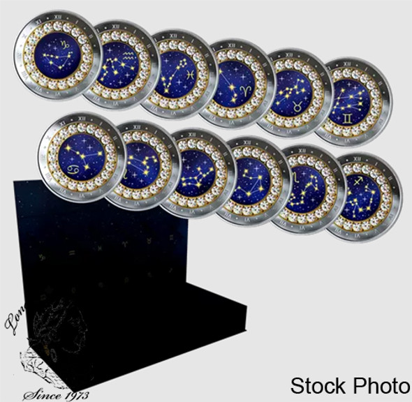 Canada: 2019 $5 Zodiac Series: Pure Silver with Swarovski Crystals - Complete 12 Coin Set Canada: 2019 $5 Zodiac Series: Pure Silver with Swarovski Crystals - Complete 12 Coin Set