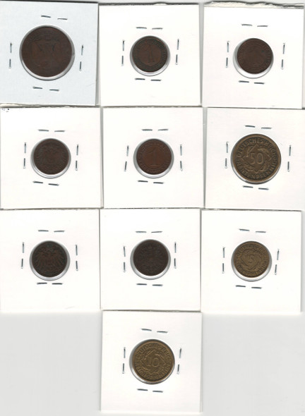 France, Germany, Etc.: 10 Piece Coin Lot