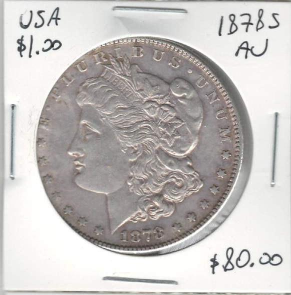 United States: 1878S Morgan Dollar  AU50