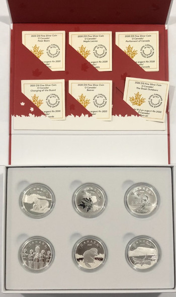 Canada: 2020 $10 O Canada Series 1/2 oz Pure Silver Coin Set (6 Coins)