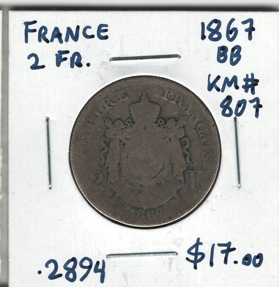 France: 1867BB 2 Francs