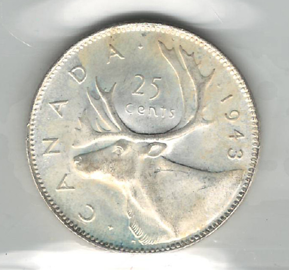 Canada: 1943 25 Cent  ICCS  MS65