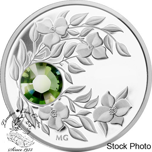Canada: 2012 $3 August Peridot Birthstone Silver Coin