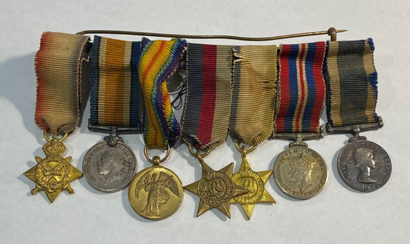 Canadian WWI & WWII Naval Seven Medal Miniature Group