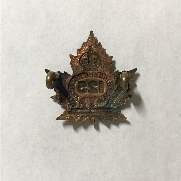 Canada: 125th Overseas Battalion Collar Badge, Brantford, Ontario