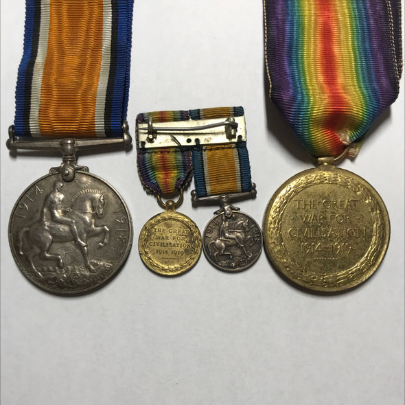 Canada: WWI Medal Pair And Miniatures Awarded To Pte. C.E. Landers (3180511)