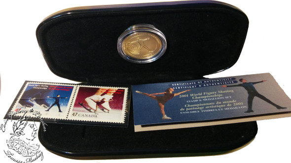 Canada: 2001 World Figure Skating Championships Singles Stamp and 24Kt. Gold-Plated Medallion Set
