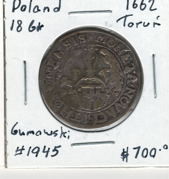 Poland: 1662 18 Groszy Torun