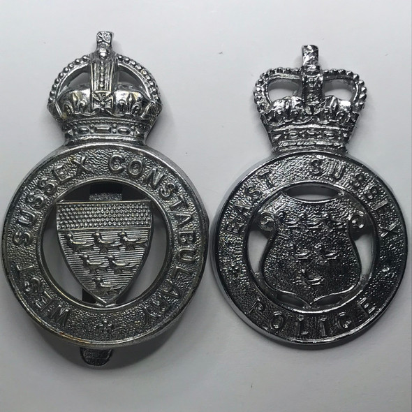 Great Britain: Pair of East and West Sussex Police Cap Badges