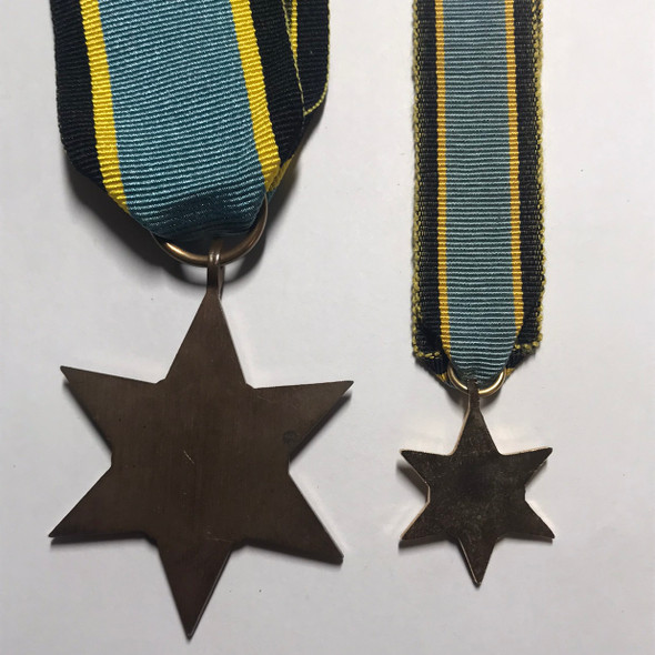 WWII Allied Air Crew Europe Star With Miniature Medal (Replacement Ribbon On Regular Star)