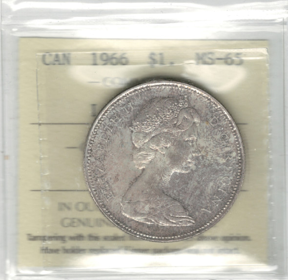 Canada: 1966 Silver Dollar LB ICCS MS65 Canada: 1966 Silver Dollar LB ICCS MS65