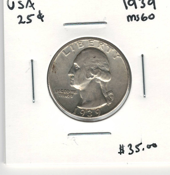 United States: 1939 25 Cent MS60