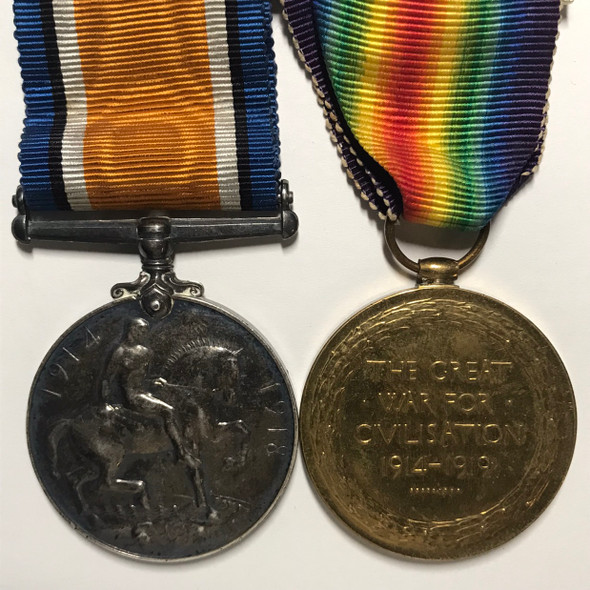 Great Britain: WWI Medal Pair Awarded to 44633 Pte. H. Mapplebeck of The Machine Gun Corps