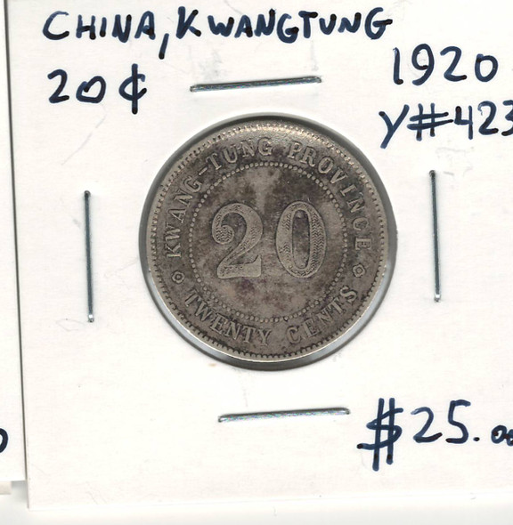 China: Kwangtung: 1920  20 Cent