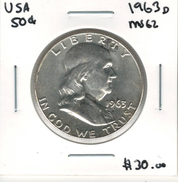 United States: 1963D 50 Cent MS62