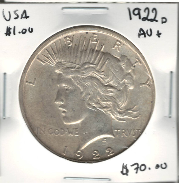 United States: 1922D Peace Dollar AU+