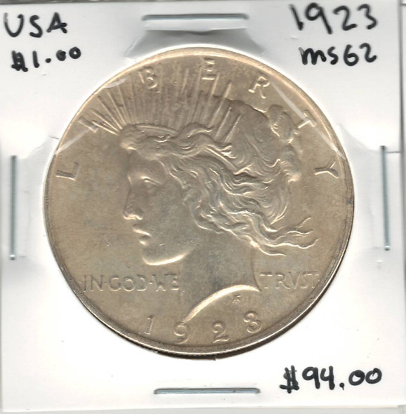 United States: 1923 Peace Dollar  MS62