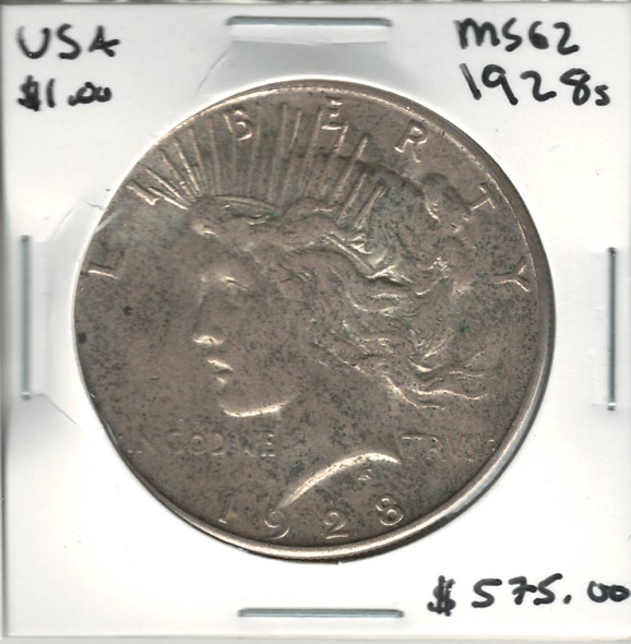 United States: 1928s Peace Dollar MS62