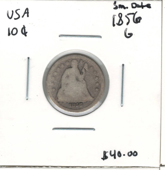 United States: 1856 10 Cent Small Date G4