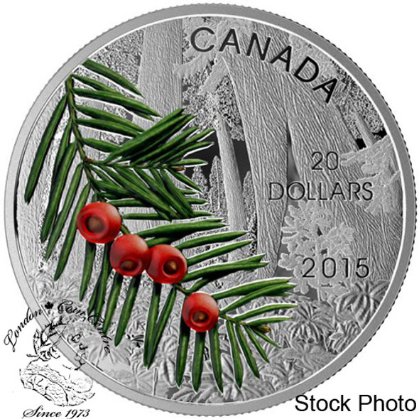 Canada: 2015 $20 Forests of Canada: Columbian Yew Tree Silver Coin Canada: 2015 $20 Forests of Canada: Columbian Yew Tree Silver Coin