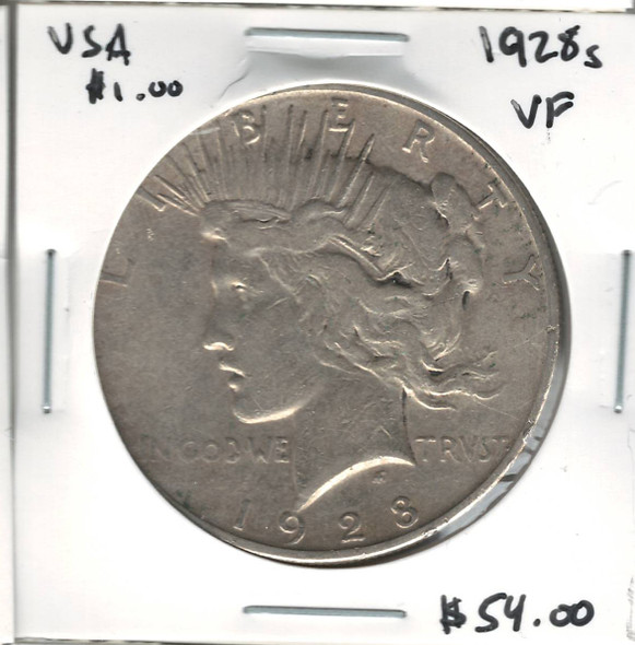 United States: 1928s  Peace Dollar  VF