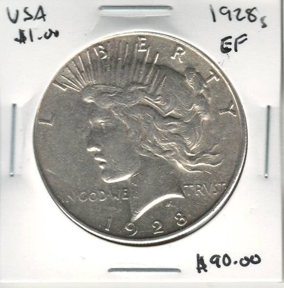 United States: 1928s  Peace Dollar EF40