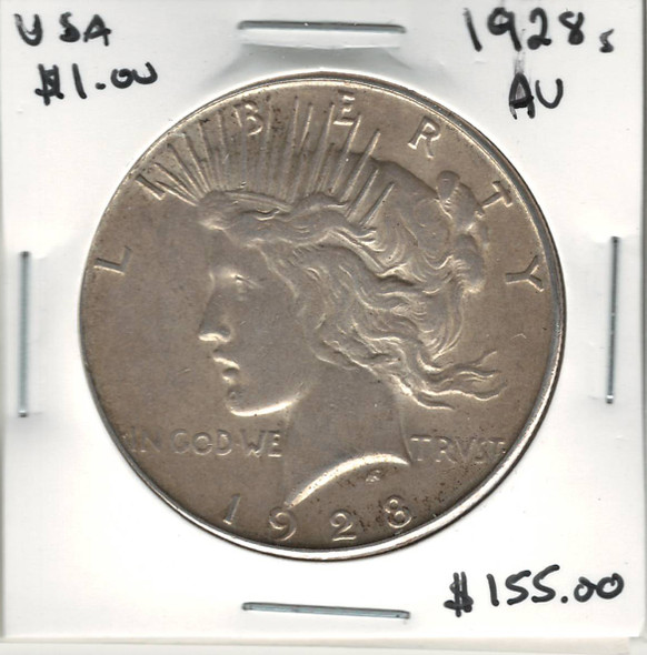 United States: 1928s Peace Dollar AU50