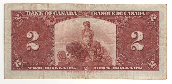 Canada: 1937 $2 Bank Of  Canada Banknote  BC-22c