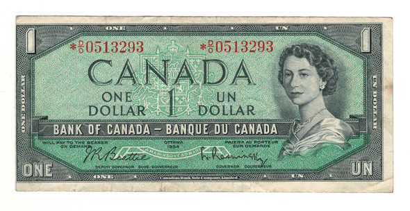Canada: 1954 $1 Bank Of Canada Replacement Banknote D/O