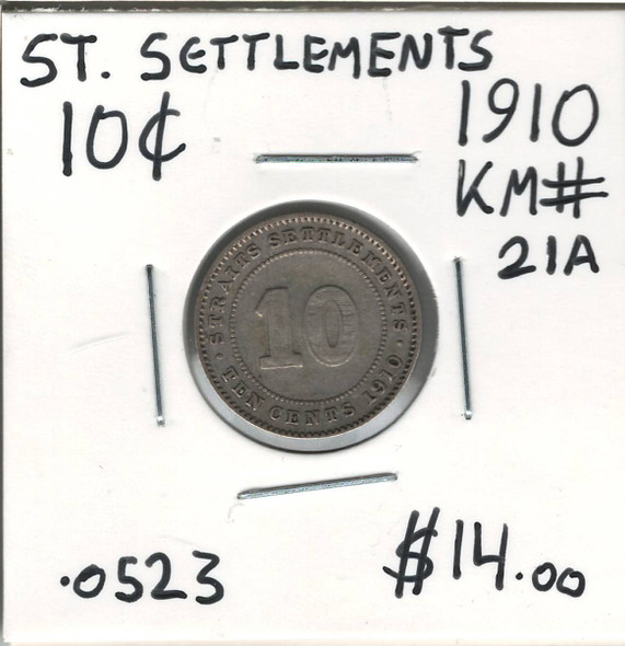 Straits Settlements: 1910 10 Cents Straits Settlements: 1910 10 Cents