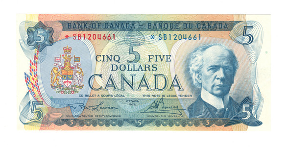 Canada: 1972 $5 Bank Of Canada Replacement Banknote *SB