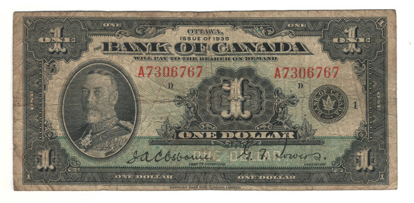 Canada: 1935 $1 Banknote - Bank of Canada English BC-1a Canada: 1935 $1 Banknote - Bank of Canada English BC-1a