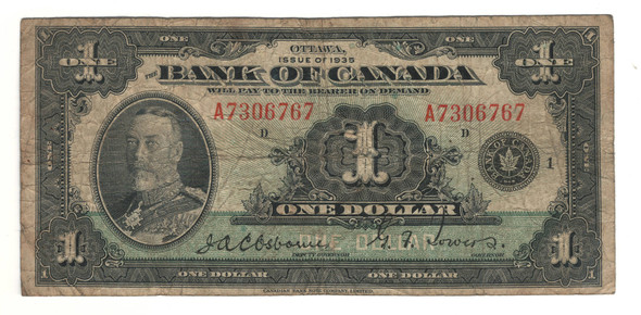 Canada: 1935 $1 Banknote - Bank  of Canada  English  BC-1a