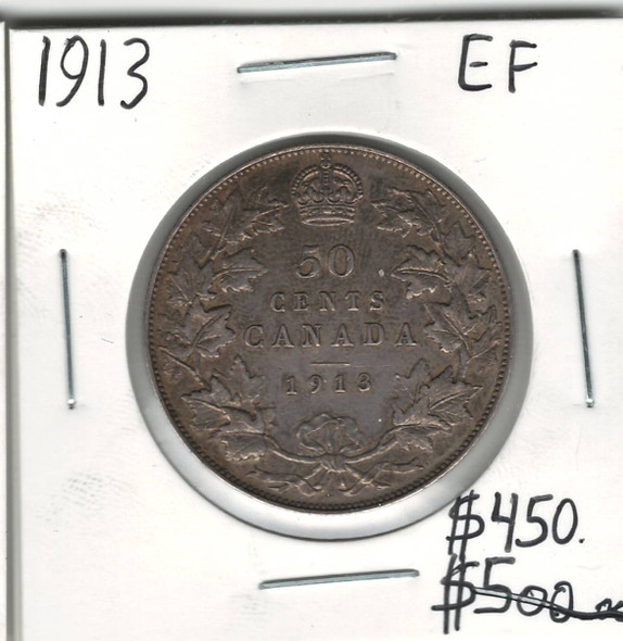 Canada: 1913 50 Cents EF40 with Spots