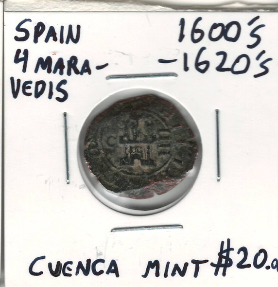 Spain: 1600s - 1620s 4 Maravedis Cuenca Mint